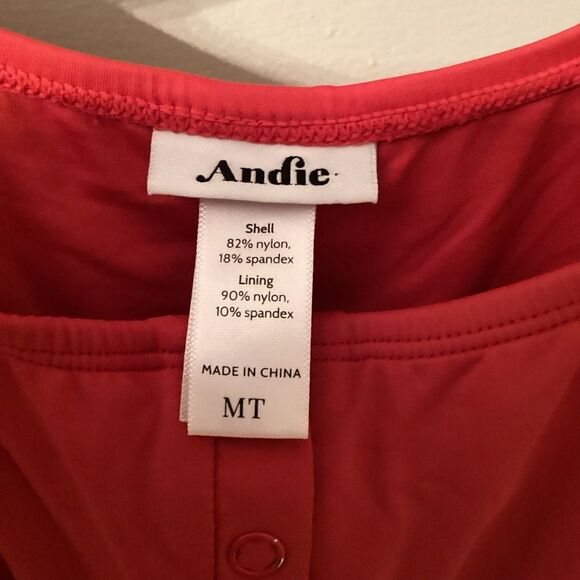 ANDIE SIZE M/T THE MALIBU ONE PIECE RED SNAP FRONT SWIMSUIT TALL LONG - Picture 7 of 7